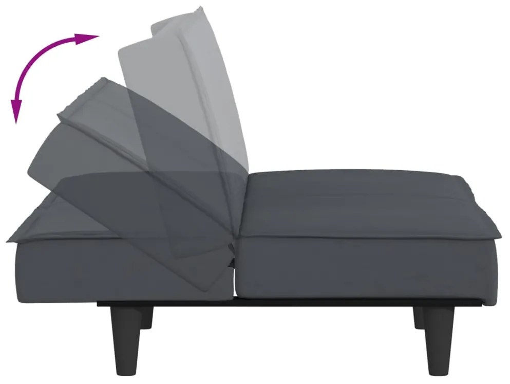 Sofá-cama veludo cinzento-escuro
