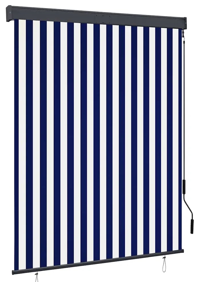 Estore de rolo para exterior 140x250 cm azul e branco