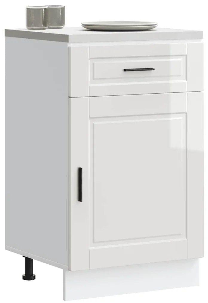 Armário base cozinha Porto derivados madeira branco brilhante
