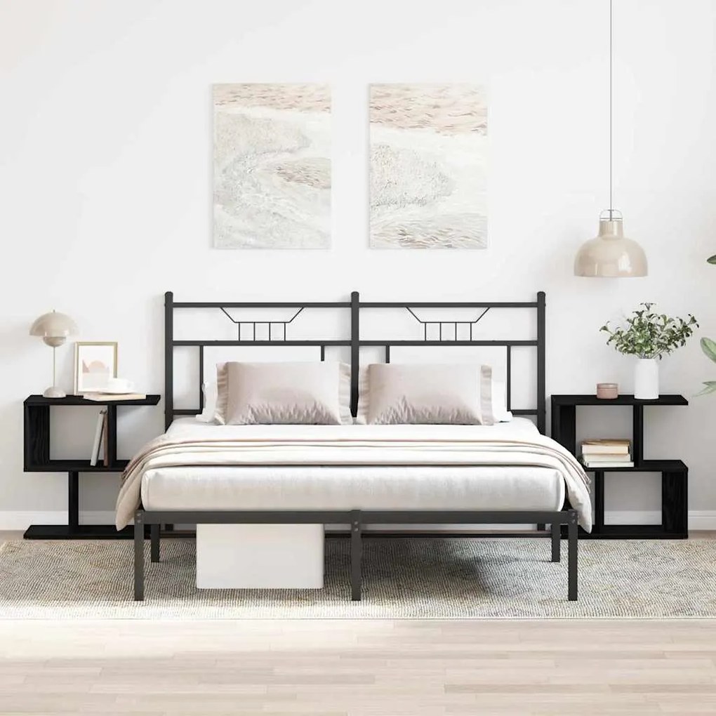 vidaXL Armário de Cabeceira 2 pcs Carvalho preto 50 x 30 x 51,5 cm