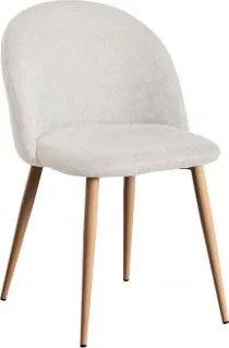 Cadeira De Jantar Estofada E Em Aço Kana Madeira Natural & Tecido Branco Quebrado - Sklum