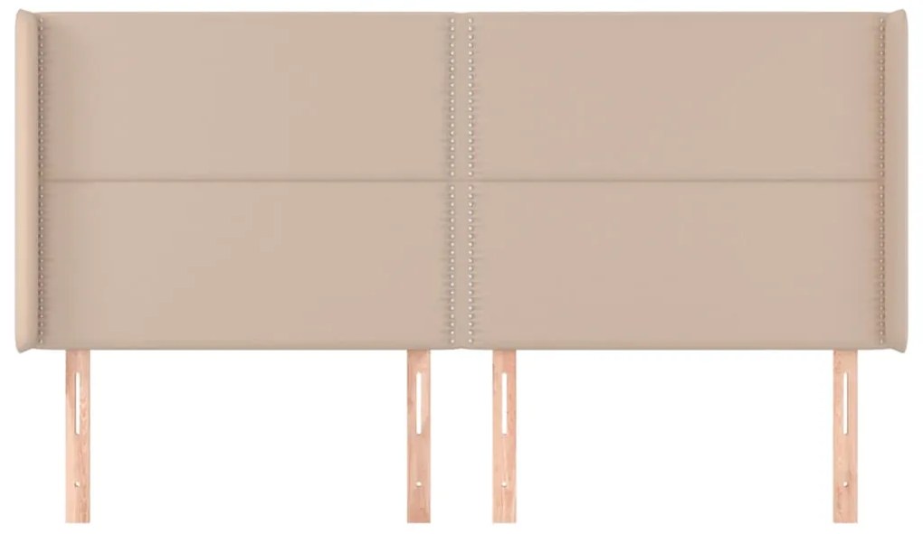 Cabeceira cama c/ abas couro artif. 183x16x118/128cm cappuccino