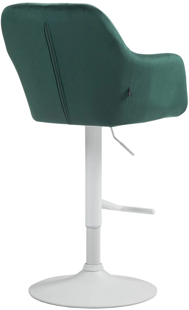 Banco de bar Natoma em veludo com estrutura branca 97-118 x 57 x 59 cm Verde