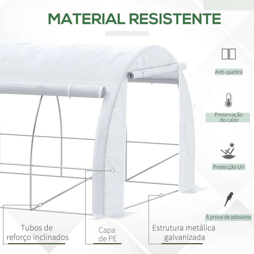 Estufa Tipo Túnel de Jardim 6x3x2m com Porta Enrolável 12 Janelas Cobe