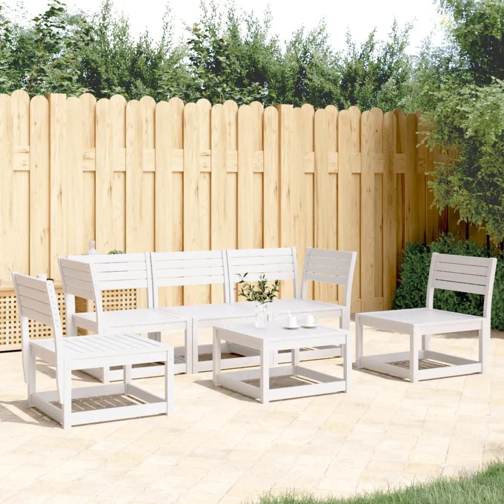 5 pcs conjunto de sofás de jardim madeira pinho maciça branco