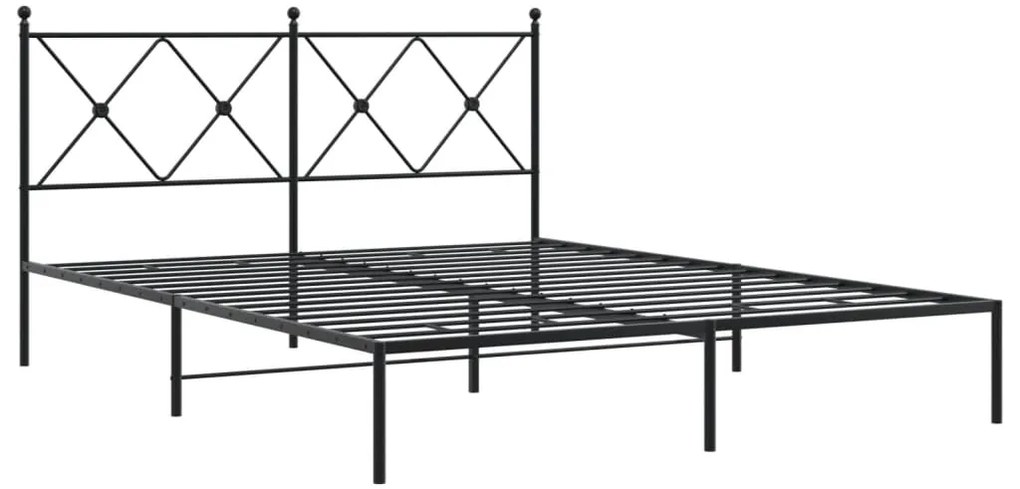 Estrutura de cama em metal com cabeceira 150x200 cm preto
