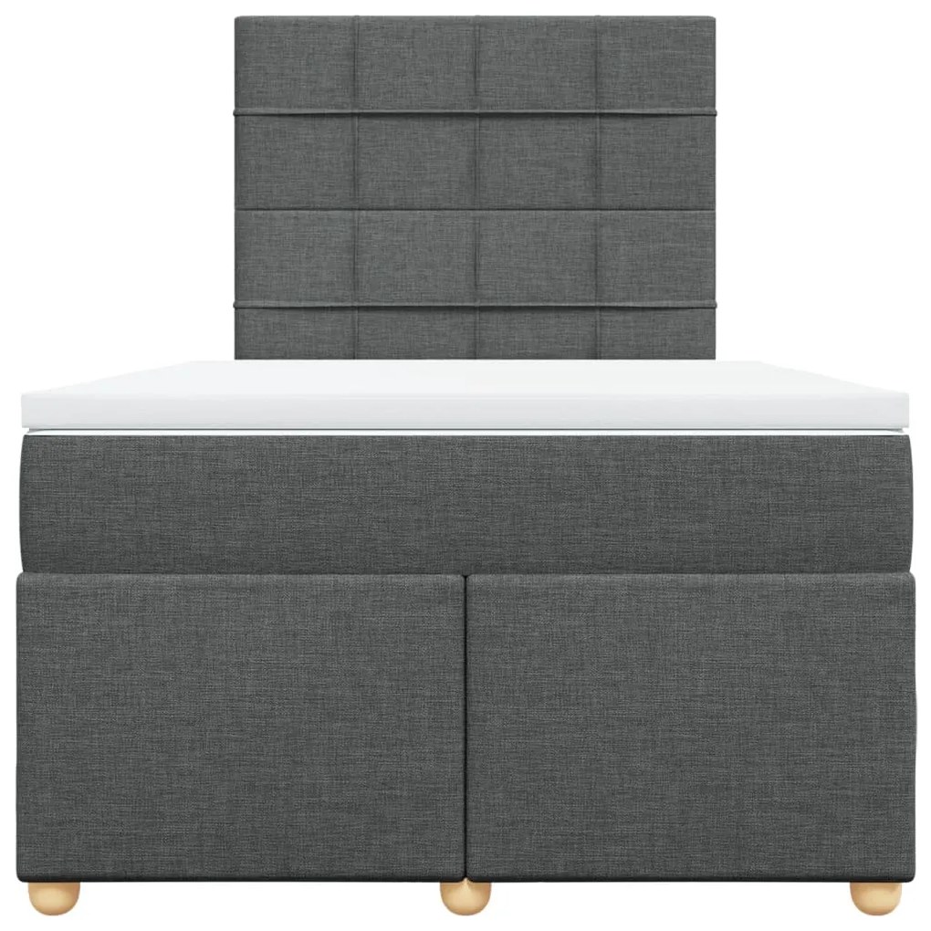 Cama boxspring com colchão 120x190 cm tecido cinzento-escuro