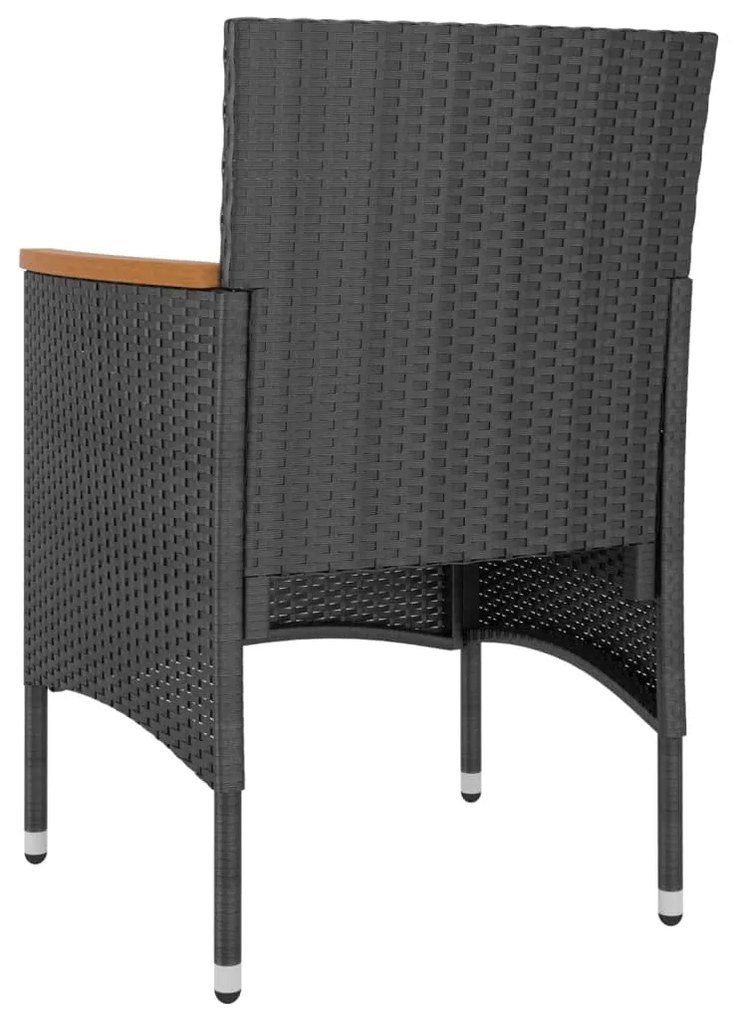 4 pcs conjunto de cadeiras e bancos de jardim vime PE preto