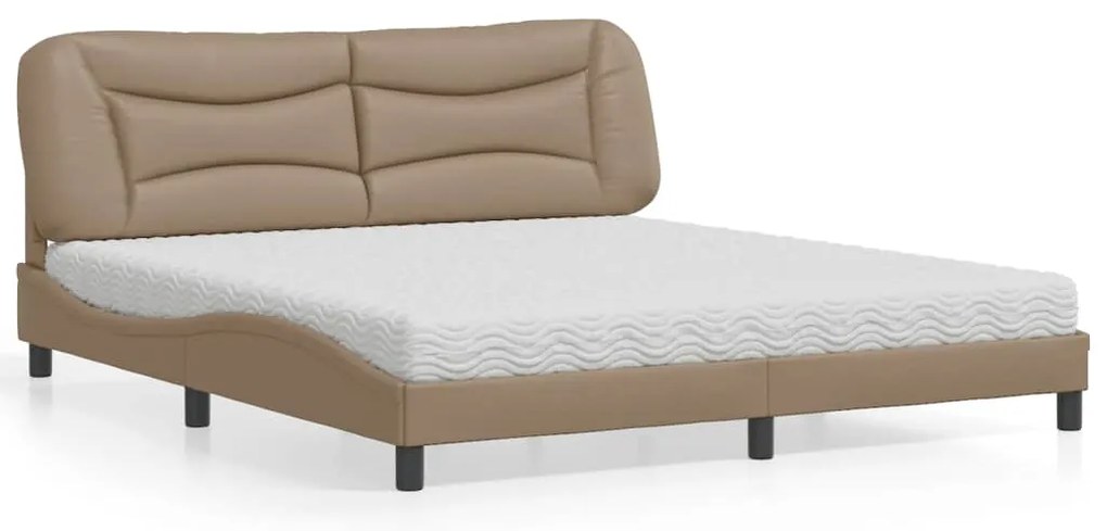 Cama com colchão 180x200 cm couro artificial cappuccino