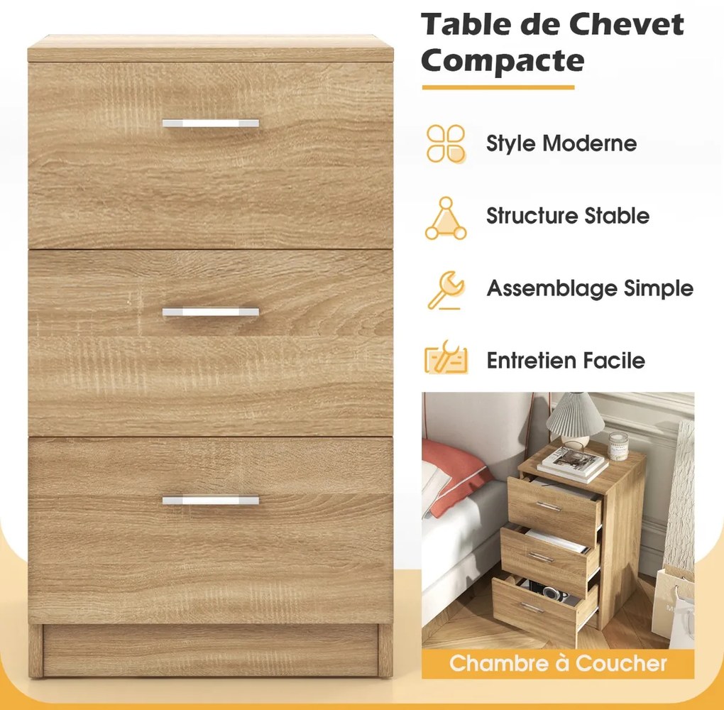 Mesa de cabeceira com 3 gavetas