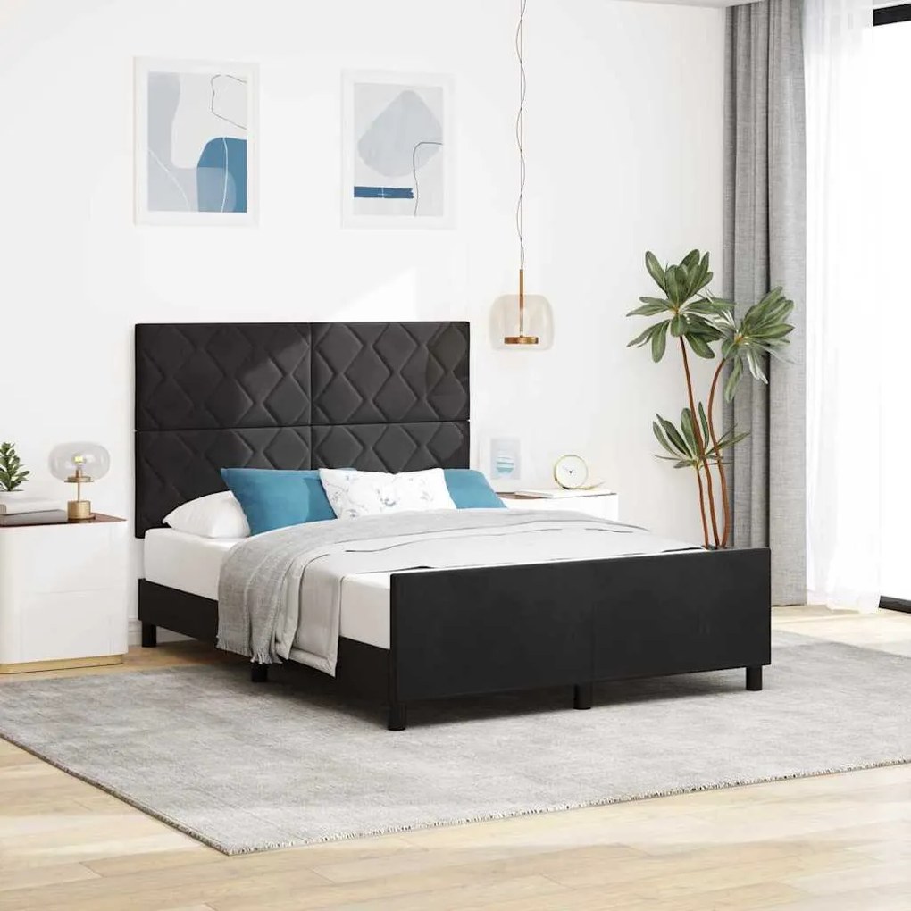 Cama vidaXL Preta 140x200 cm Veludo