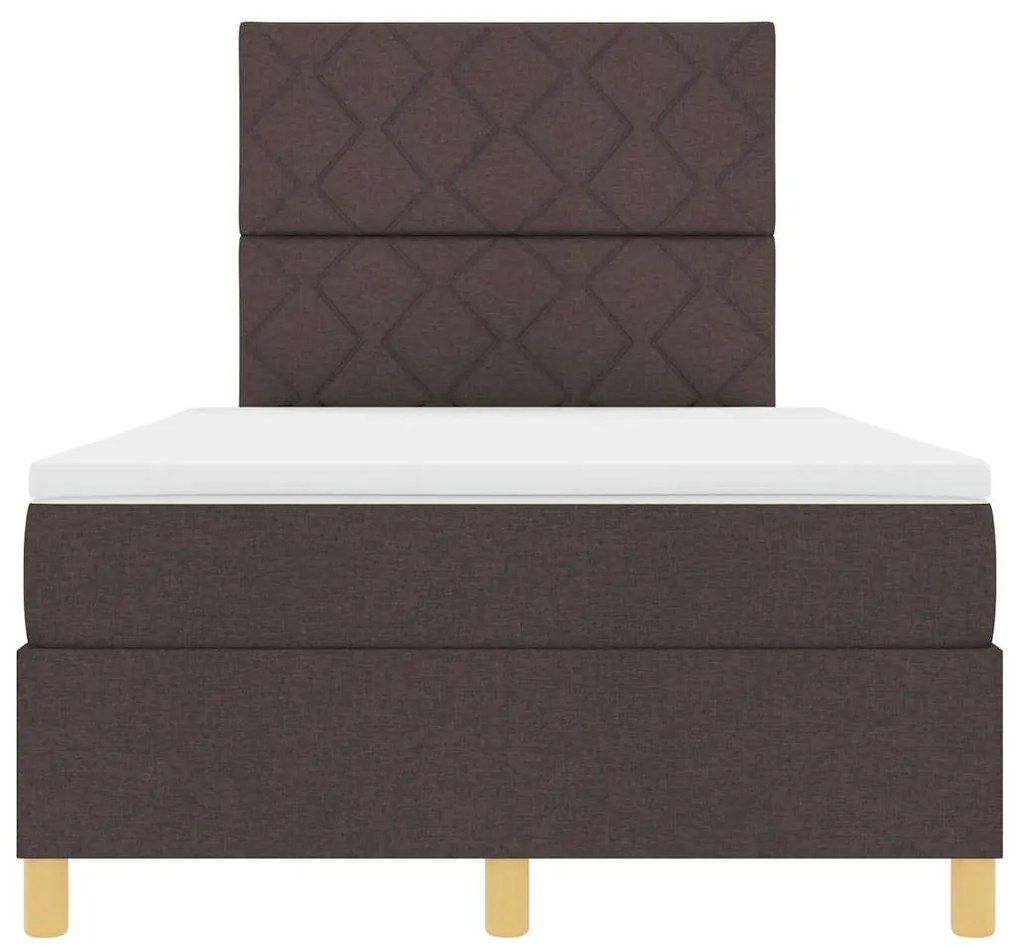 Cama Box com Colchão e LED Castanho Escuro 120x190 cm Tecido