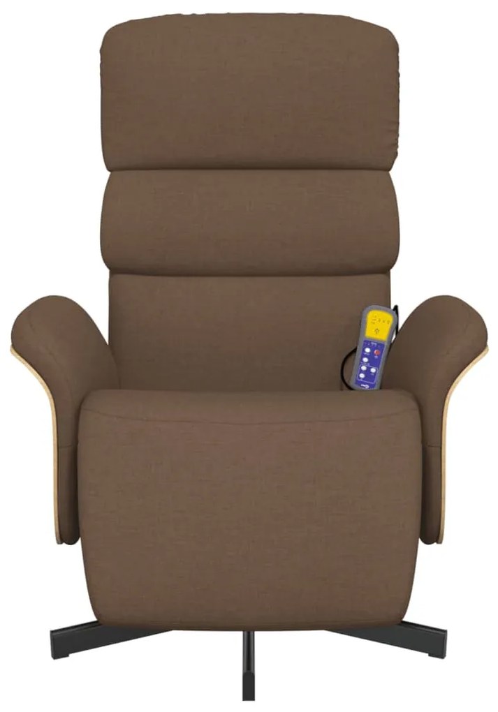 Cadeira de massagens reclinável c/ apoio de pés tecido castanho