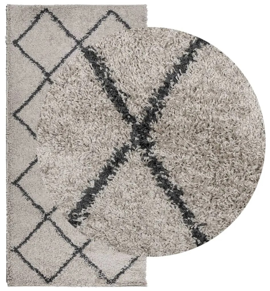 Tapete shaggy de pelo alto PAMPLONA 100x200 cm bege e antracite