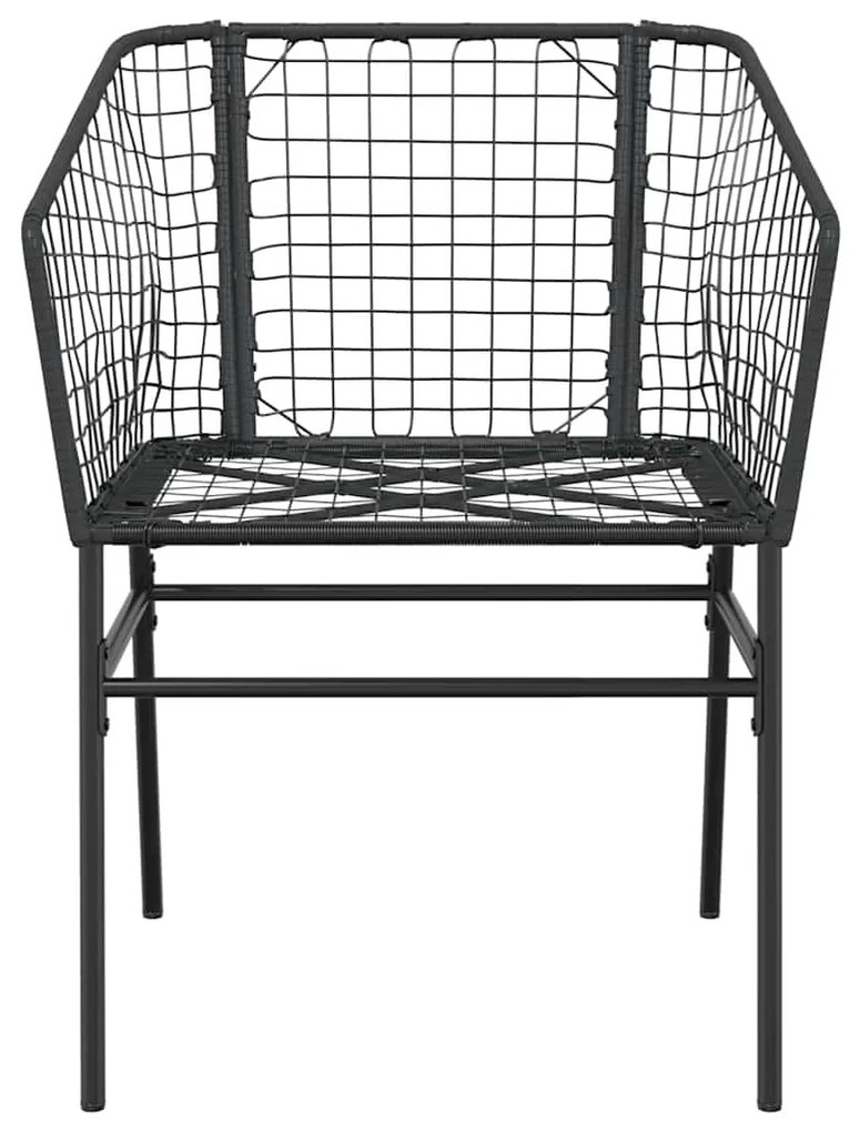 Conjunto de jantar jardim 5 peças vidro vime PE preto