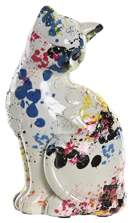 Figura Decorativa DKD Home Decor Branco Resina Multicolor Moderno Gato (10 x 7 x 17 cm)