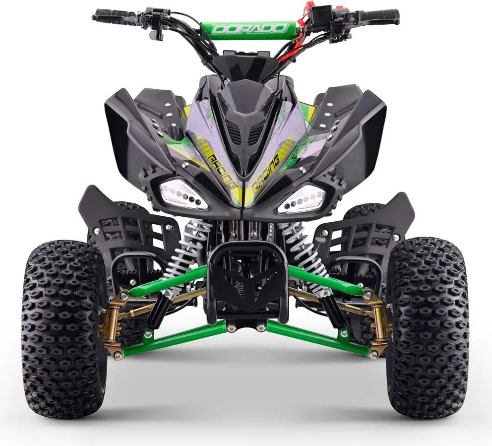 Mini moto 4 gasolina para crianças de 110 cc, automática, 4 tempos, com marcha-atrás e limitador de velocidade Dorado A110 R7 Verde