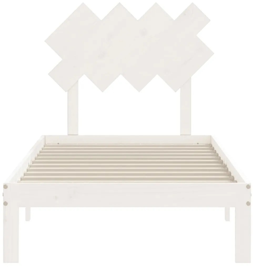 Cama sem colchão 90x200 cm madeira de pinho maciça branco