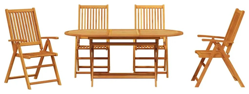Conjunto de Jantar ao Ar Livre 5 pcs Madeira Natural Grande