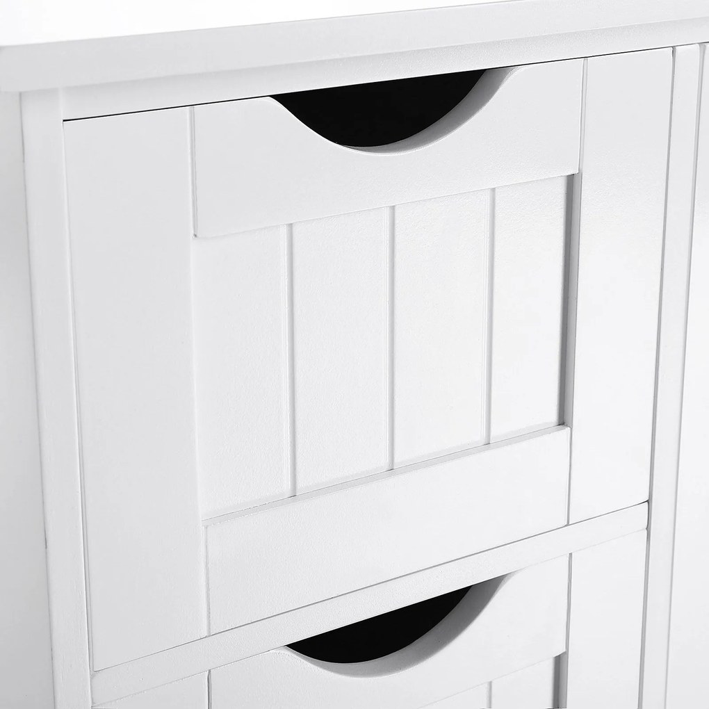 Armário de casa de banho estreito com 4 gavetas 30 x 55 x 82 cm Branco