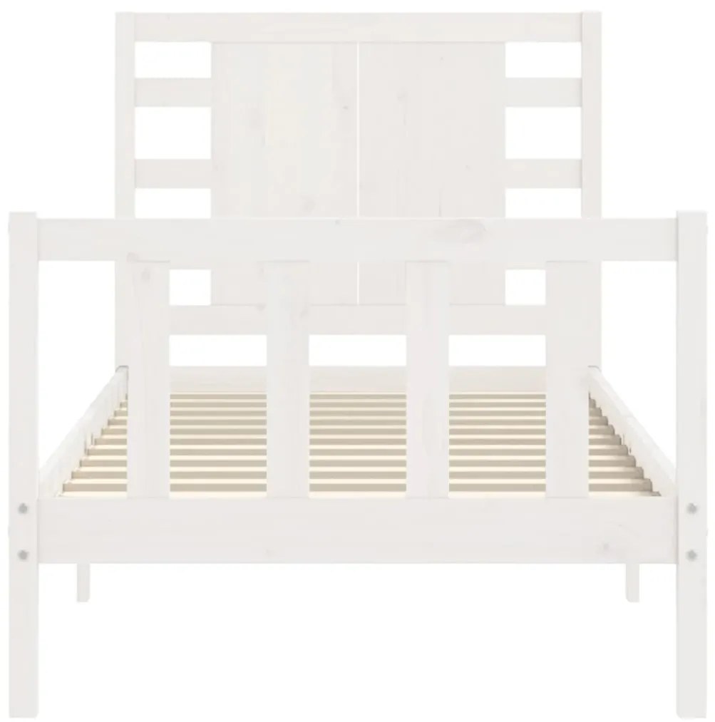 Estrutura cama de solteiro c/ cabeceira madeira maciça branco