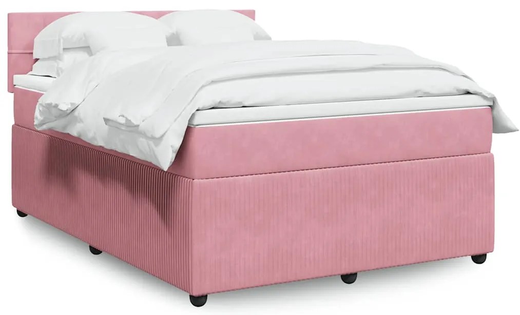 Cama com molas/colchão 160x200 cm veludo rosa
