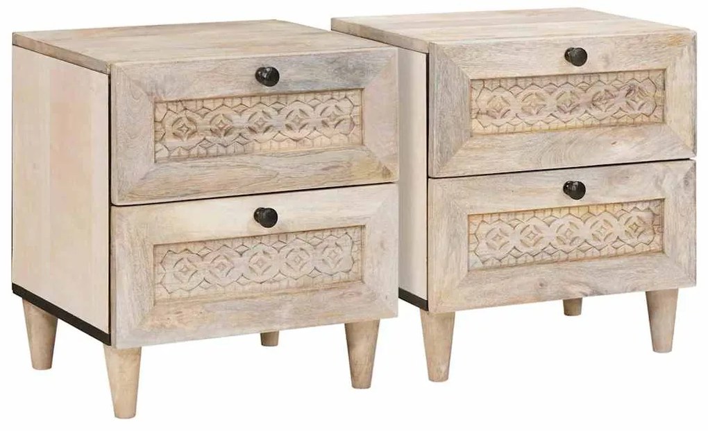 vidaXL Armário de Cabeceira com gaveta 2 pcs Bege 40 x 33 x 46 cm