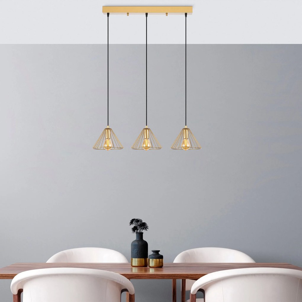 Chandelier Soylu – Dourado Brilhante – 72 x 20 x 117 cm