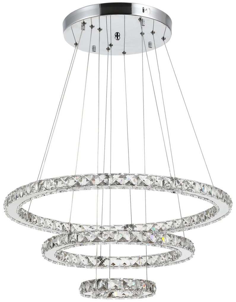 HOMCOM Lustre Luminária Pendente de Cristal Moderno Lâmpada Pendurada LED 4000K Luz Branca para Salão Sala de Jantar Ф60x110 cm | Aosom Portugal