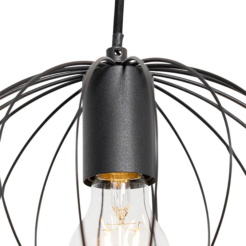 Candeeiro de suspensão industrial preto 3 luzes - Margarita Design