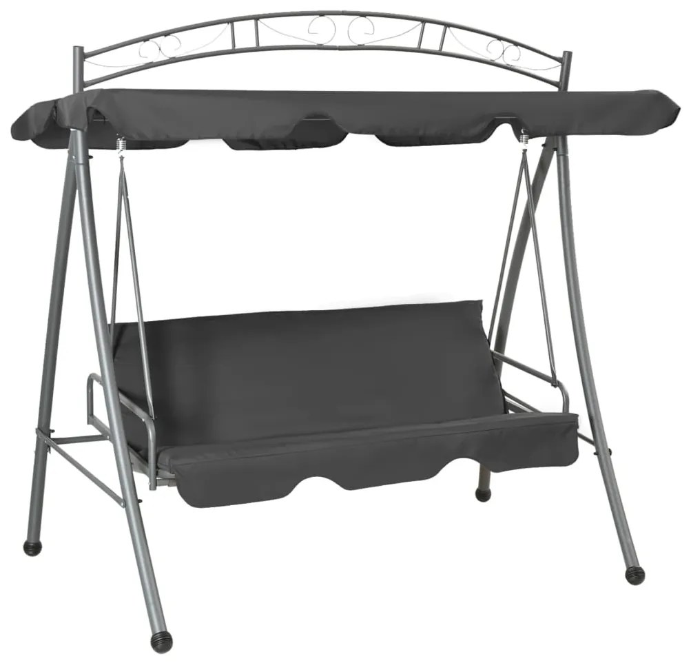 vidaXL Baloiço jardim convertível + toldo 198x120x205cm aço antracite