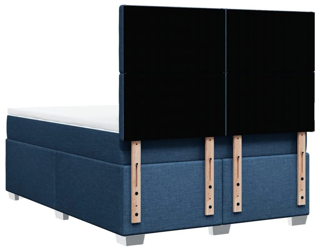 Cama com molas/colchão 140x200 cm tecido azul