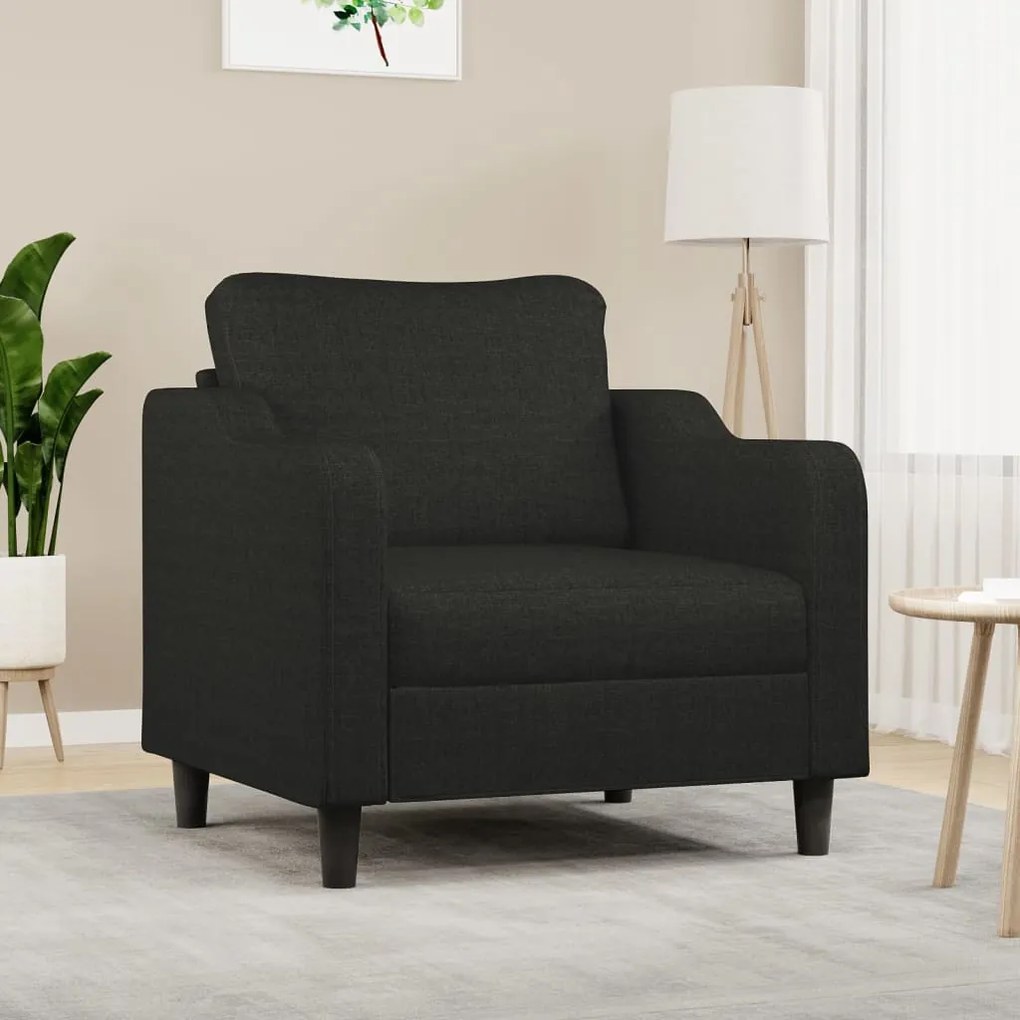 vidaXL Poltrona 60 cm tecido preto