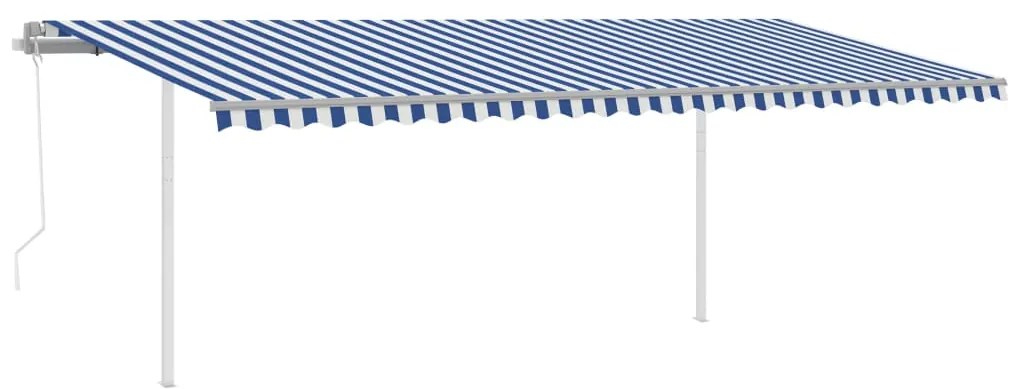 Toldo automático c/ LED e sensor de vento 6x3,5 m azul e branco