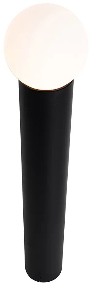 Candeeiro de pé exterior preto com vidro opalino 80 cm IP44 - Huma Moderno