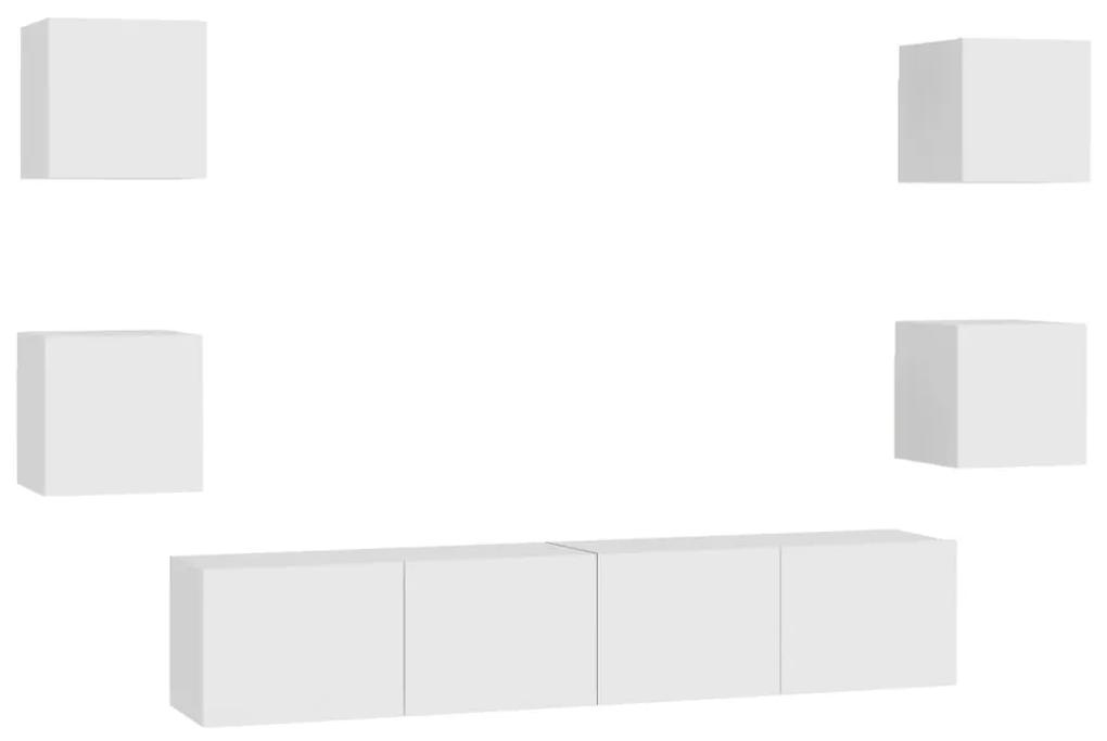 Conjunto de 6 Móveis de Parede de TV Funchal M - Branco - Design Moder