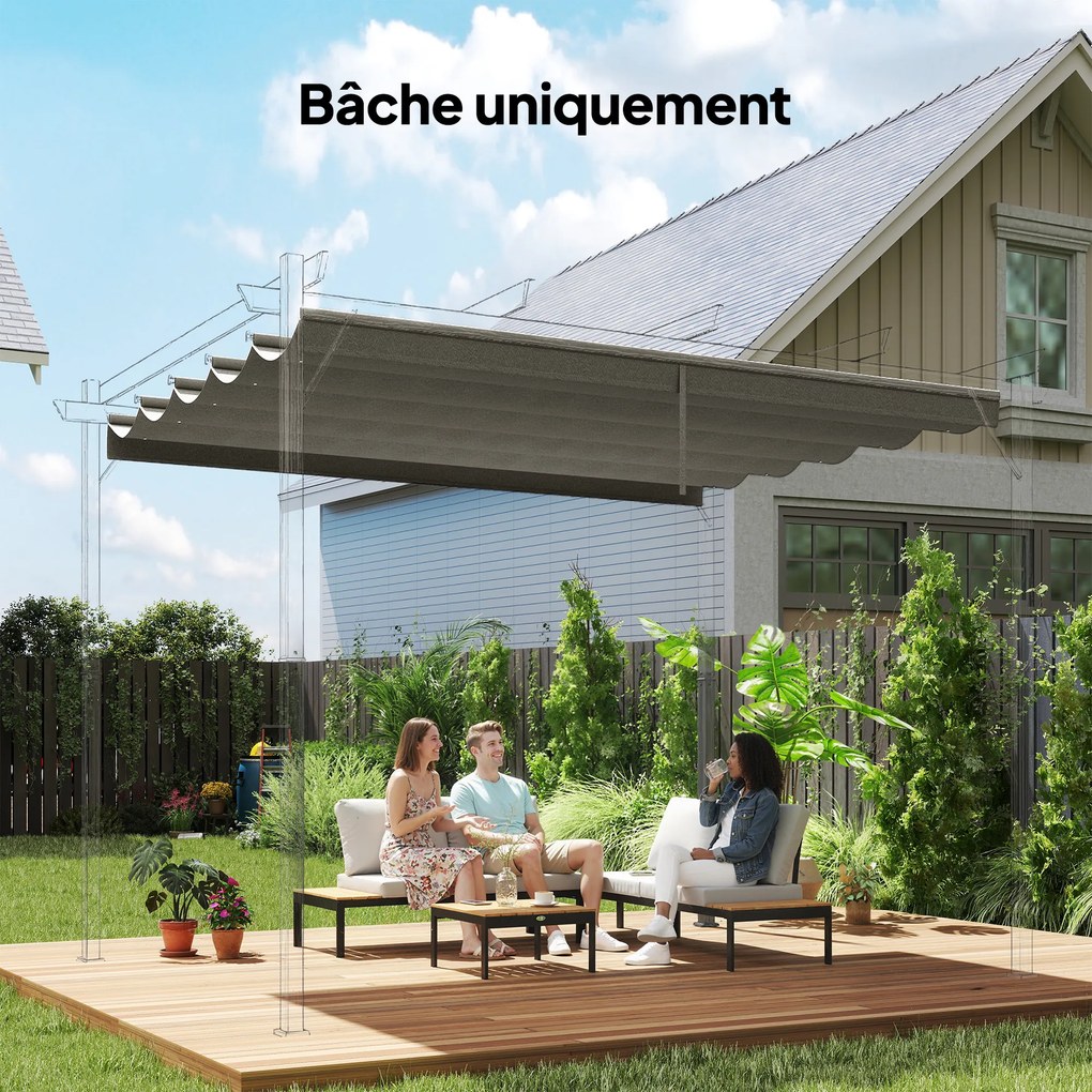 Lona para tenda retrátil de 3 x 3 m – apenas a lona, 250 x 255 cm (ESTRUTURA NÃO ESTÁ INCLUÍDA), cinzento claro