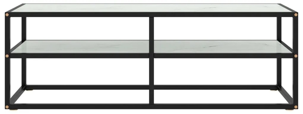 Móvel de TV 120x40x40 cm vidro mármore branco