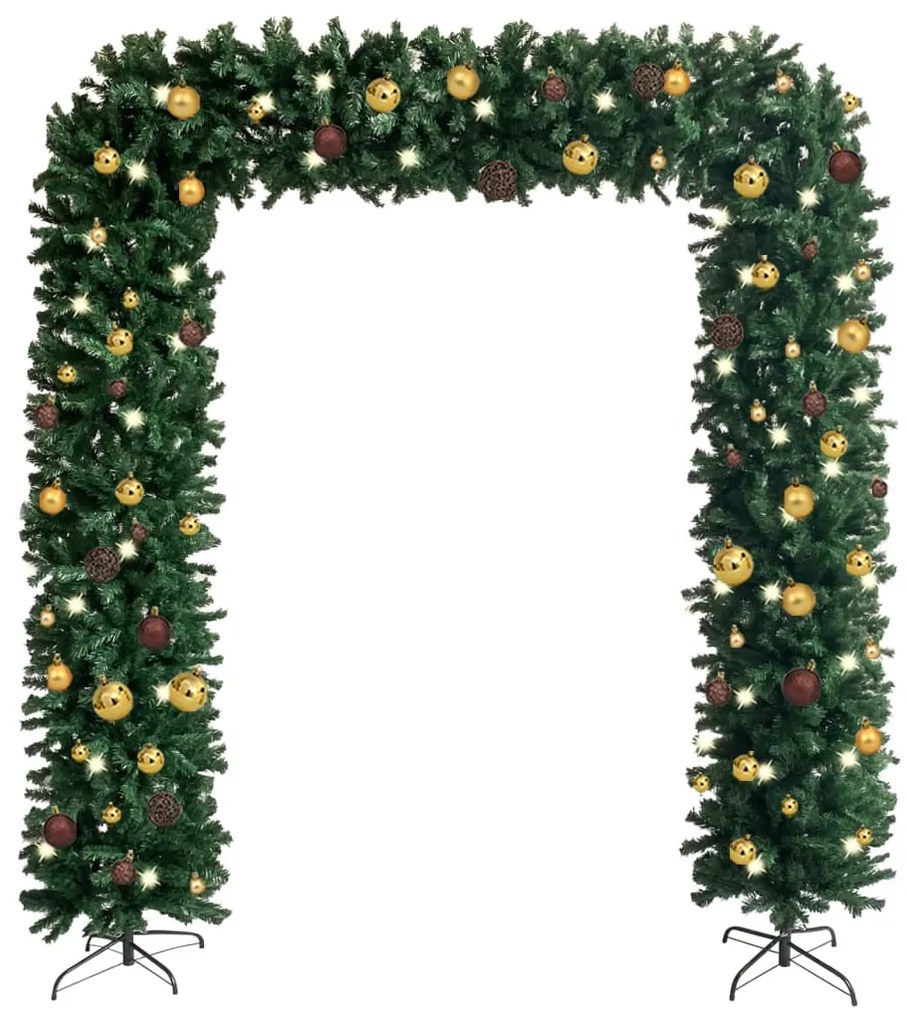 Grinalda de Natal com luzes LED e bolas 240 cm verde