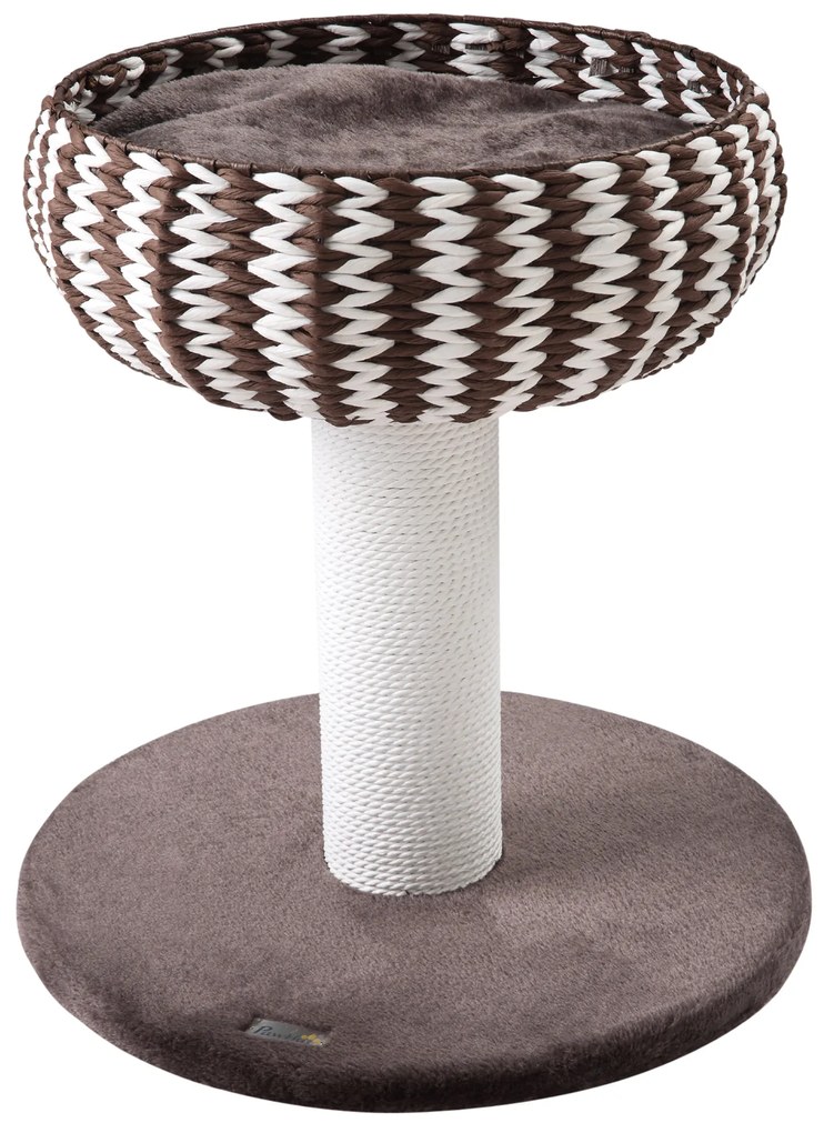 Arranhador para Gatos Pequeno Altura 52cm Torre de Escalar para Gatos com Cama Redonda Almofada de Pelúcia Suave e Poste Arranhador 50x50x52cm Café e