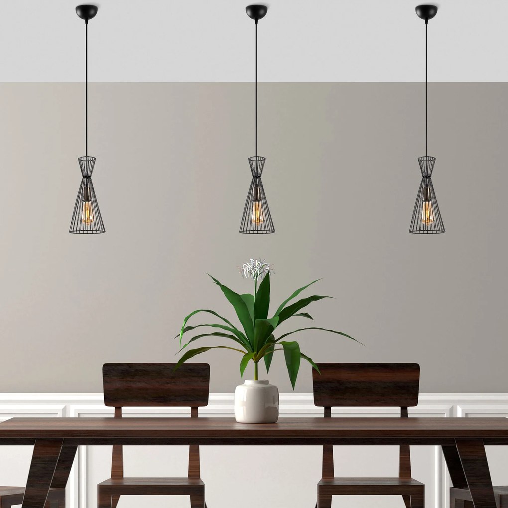 Candeeiro de Teto Teltom – Preto Antique – 15 x 15 x 125 cm