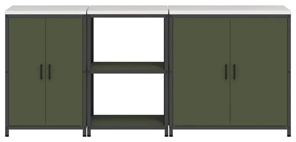 Conjunto de Armazenamento de Cozinha 3 pcs Verde Oliva
