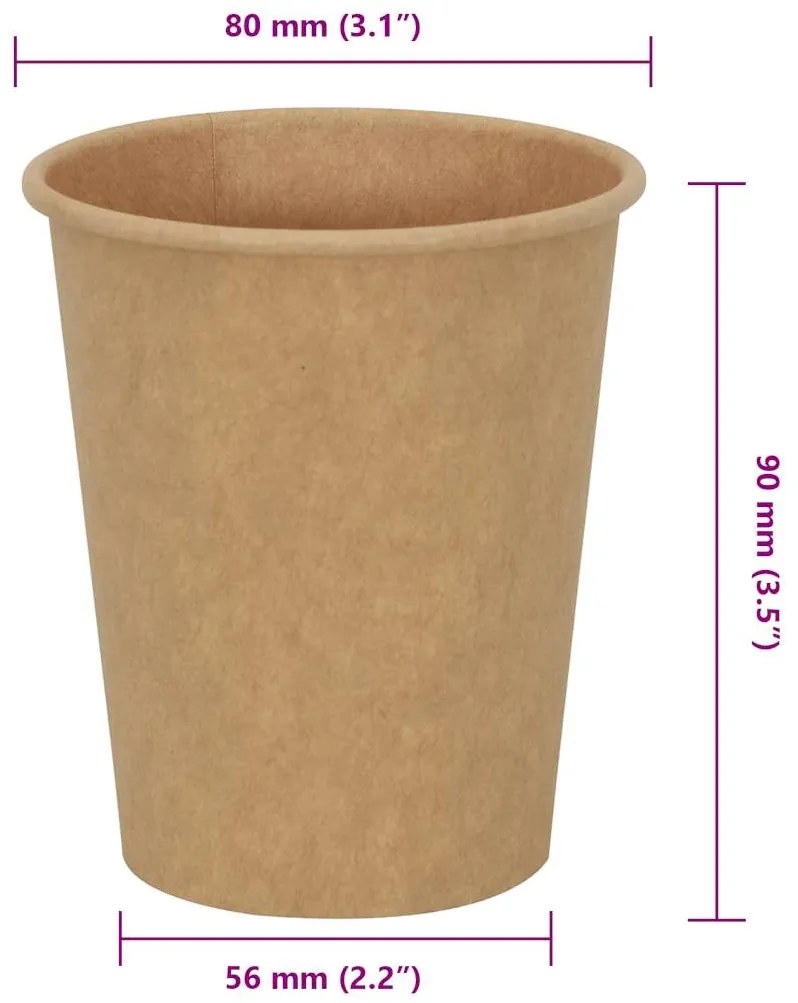 Copos de café de papel 1000 pcs 8oz 200ml castanho