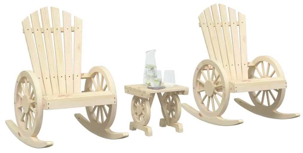 vidaXL 3 pcs conjunto lounge de jardim madeira de abeto maciça