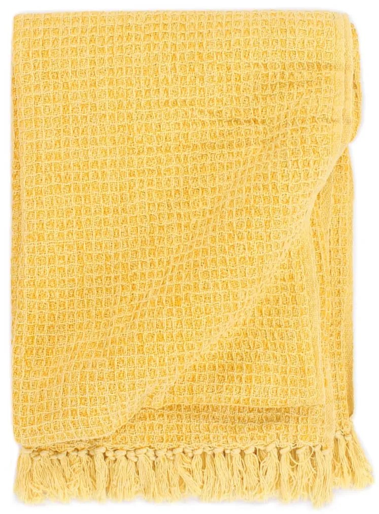 133762 vidaXL Manta em algodão 160x210 cm amarelo mostarda
