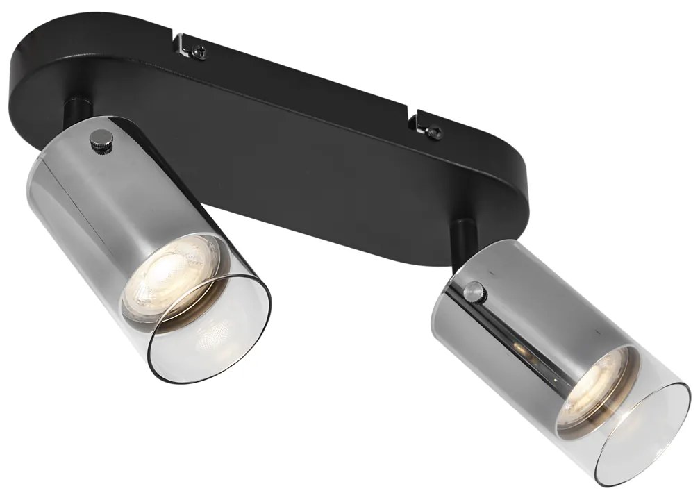 Foco de teto moderno cor de bronze 2-luzes giratório e ajustável - Drain Moderno