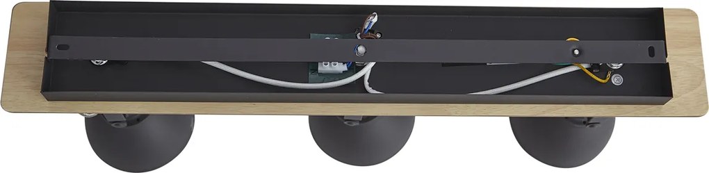 Foco de teto preto com madeira 3-luzes giratório e inclinável - Jakub