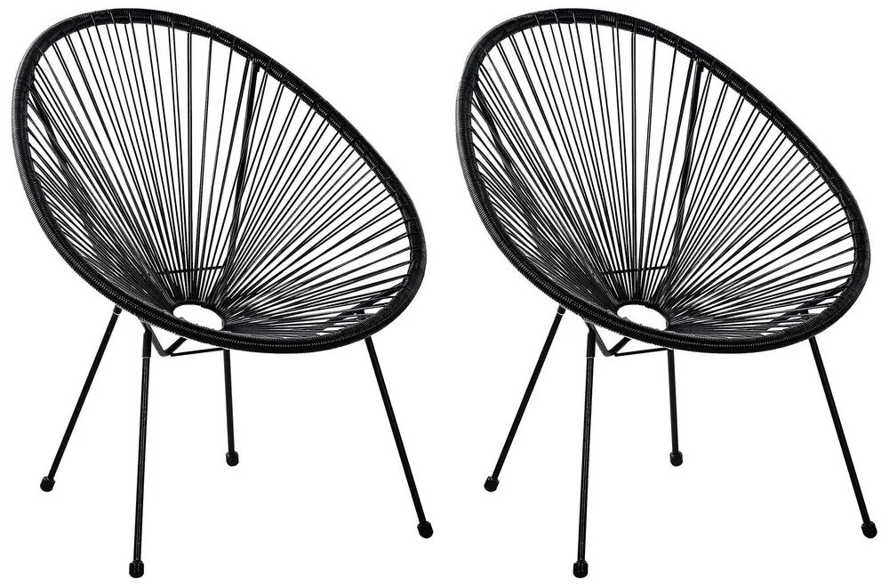 Conjunto de 2 cadeiras de jardim em rattan preto ACAPULCO II Beliani