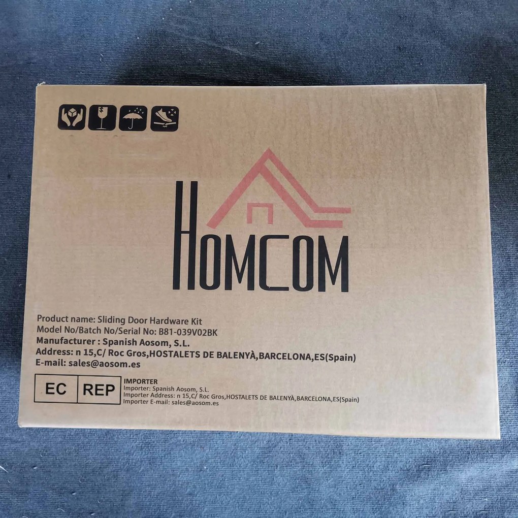 8FT/244cm Kit de ferragens para porta deslizante com amortecedor sem p