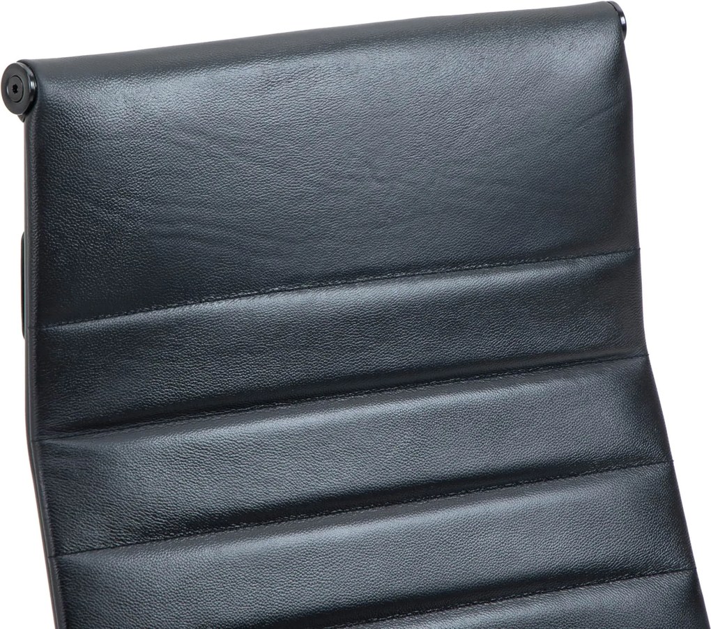 Cadeira de Escritório Columbus Couro Genuíno Preto